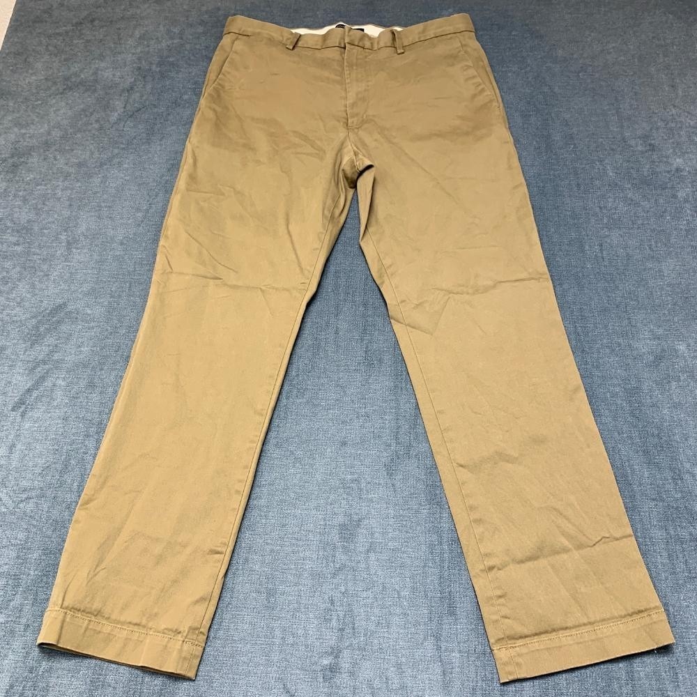 Banana Republic Dress Pants Mens 34x32 Khaki Cotton Stretch Straight Fit Formal